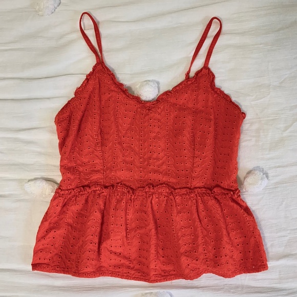 Tops - NWOT Orange-red eyelet tank top (Marshall’s)